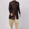 Vastramay Men's Brown Silk Blend Sherwani Set 1 Vastramay Men's Brown Silk Blend Sherwani Set