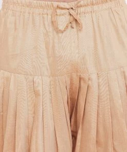 Sherwani/Indowestern Sets Vastramay Men's Mustard And Rose Gold Silk Blend Sherwani Set