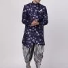 Vastramay Men's Blue Silk Blend Sherwani Set 2 Vastramay Men's Blue Silk Blend Sherwani Set