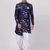 Vastramay Men's Blue Silk Blend Sherwani Set