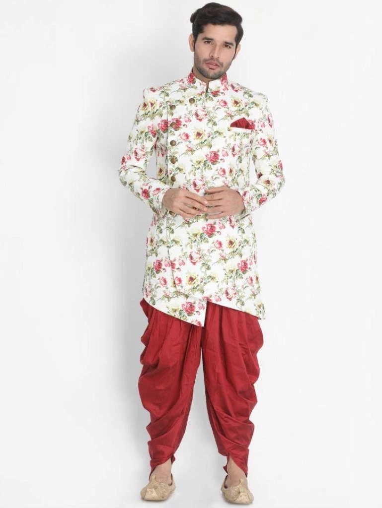 Sherwani/Indowestern VASTRAMAY Men's Beige Silk Blend Sherwani Only Top 7 Sherwani/Indowestern VASTRAMAY Men's Beige Silk Blend Sherwani Only Top