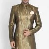 VASTRAMAY Men's Bronze Silk Blend Sherwani Only Top