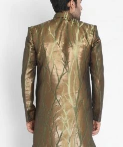 VASTRAMAY Men's Bronze Silk Blend Sherwani Only Top