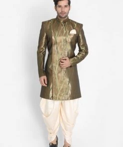 VASTRAMAY Men's Bronze Silk Blend Sherwani Only Top