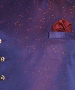 Vastramay Men's Blue Silk Blend Sherwani Only Top North