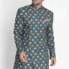 Sherwani/Indowestern VASTRAMAY Men's Dark Green Silk Blend Sherwani Only Top