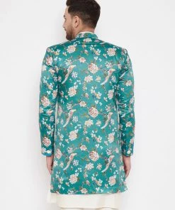Vastramay Men's Multicolor Base Blue Silk Blend Sherwani Top 10 Vastramay Men's Multicolor Base Blue Silk Blend Sherwani Top
