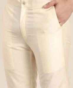 Vastramay Men's Cream Mirror Work Indo Western Sherwani Set Kurta Sets