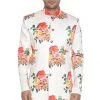 VASTRAMAY Men' Off White Floral Print Sherwani Top Sherwani/Indowestern Sets 2 VASTRAMAY Men' Off White Floral Print Sherwani Top Sherwani/Indowestern Sets