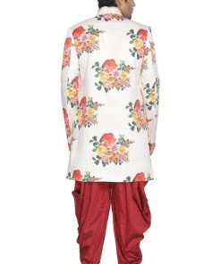 Vastramay Men's Multicolor Cotton Blend Sherwani Set