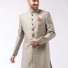 Vastramay Sherwani/Indowestern Men's Beige Silk Blend Sherwani Only Top