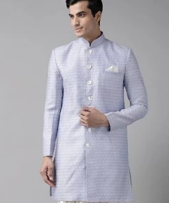 Vastramay VSTRAMAY Men's Lavender Silk Blend Sherwani Top Sherwani/Indowestern Sets