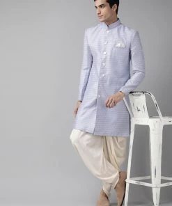 Vastramay VSTRAMAY Men's Lavender Silk Blend Sherwani Top Sherwani/Indowestern Sets