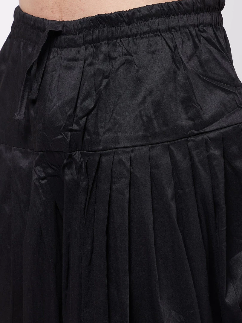 VASTRAMAY Men's Cream Woven Nehru Jacket With Burgundy And Black Silk Kurta And Dhoti Set 8 VASTRAMAY Men's Cream Woven Nehru Jacket With Burgundy And Black Silk Kurta And Dhoti Set