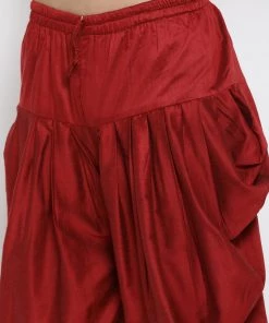 Vastramay Men's Orange Cotton Silk Blend Ethnic Jacket, Kurta And Dhoti Pant Set