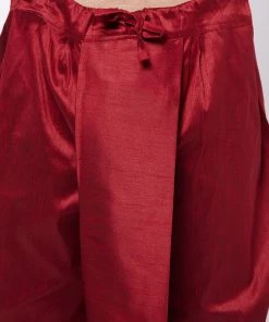 VASTRAMAY Men's Rose Gold Silk Blend Kurta And Dhoti With Blue Woven Nehru Jacket