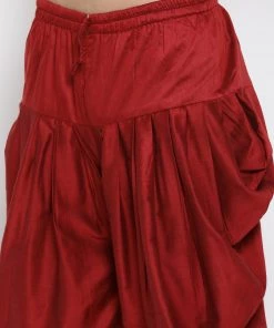 Vastramay Rose Gold, Navy Blue And Maroon Silk Blend Baap Beta Jacket Dhoti Kurta Set Kurta Pyjama