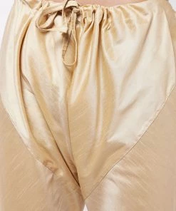 VASTRAMAY Men's Silk Blend Kurta And Pyjama With Gold Woven Nehru Jacket