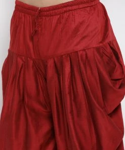 Vastramay Men's Gold Cotton Silk Blend Ethnic Jacket, Kurta And Dhoti Pant Set