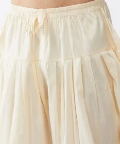 VASTRAMAY Men's Gold Banarasi Jacket With Rose Gold Silk Kurta And Gold Dhoti Set