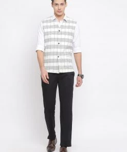 VASTRAMAY Men's White Cotton Waist Coat