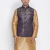 VASTRAMAY Men's Blue Cotton Silk Blend Ethnic Jacket Buy 1 Get 1