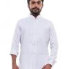 Vastramay Men's White Cotton Blend Nehru Jacket