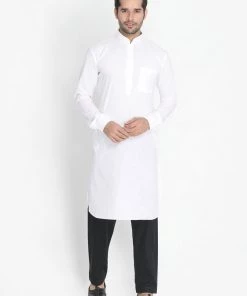 Vastramay Men's White Cotton Blend Kurta, Nehru Jacket And Pyjama Set Jacket Kurta Sets 13 Vastramay Men's White Cotton Blend Kurta, Nehru Jacket And Pyjama Set Jacket Kurta Sets