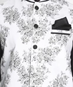 VASTRAMAY Men's Black Cotton Blend Kurta, Nehru Jacket And Pyjama Set Jacket Kurta Sets