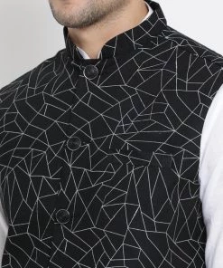 Vastramay Men's White Cotton Blend Kurta, Ethnic Jacket And Pyjama Set 10 Vastramay Men's White Cotton Blend Kurta, Ethnic Jacket And Pyjama Set