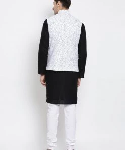 Vastramay Men's Black Cotton Blend Kurta, Ethnic Jacket And Pyjama Set Kurta Sets 10 Vastramay Men's Black Cotton Blend Kurta, Ethnic Jacket And Pyjama Set Kurta Sets