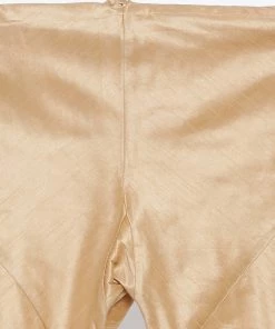 Vastramay Men's Gold Cotton Silk Blend Kurta, Ethnic Jacket And Pyjama Set