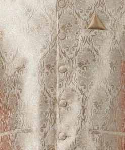 Vastramay Men's Orange Cotton Silk Blend Ethnic Jacket, Kurta And Dhoti Pant Set