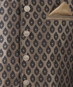 Vastramay Men's Black Cotton Silk Blend Ethnic Jacket