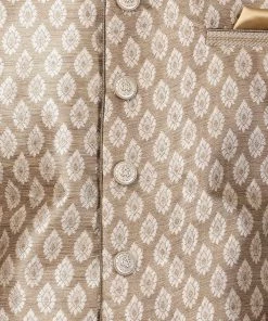 Vastramay Men's Gold Cotton Silk Blend Ethnic Jacket 10 Vastramay Men's Gold Cotton Silk Blend Ethnic Jacket