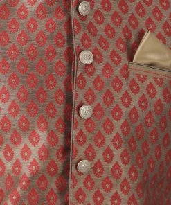 Vastramay Men's Maroon Cotton Silk Blend Ethnic Jacket