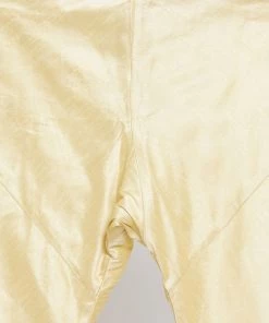 Vastramay Men's Gold Cotton Silk Blend Kurta, Ethnic Jacket And Pyjama Set