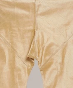 Vastramay Men's Gold Cotton Silk Blend Kurta, Ethnic Jacket And Pyjama Set