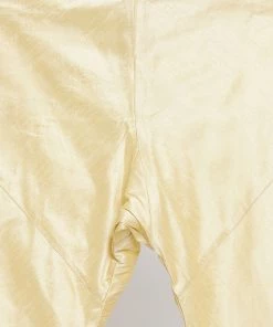 Vastramay Men's Gold Cotton Silk Blend Kurta, Ethnic Jacket And Pyjama Set