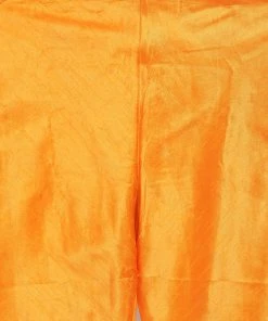 Vastramay Kurta Sets Men's Orange Cotton Silk Blend Kurta, Ethnic Jacket And Pyjama Set