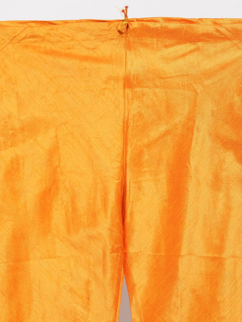 Vastramay Men's Orange Cotton Silk Blend Kurta, Ethnic Jacket And Pyjama Set 7 Vastramay Men's Orange Cotton Silk Blend Kurta, Ethnic Jacket And Pyjama Set