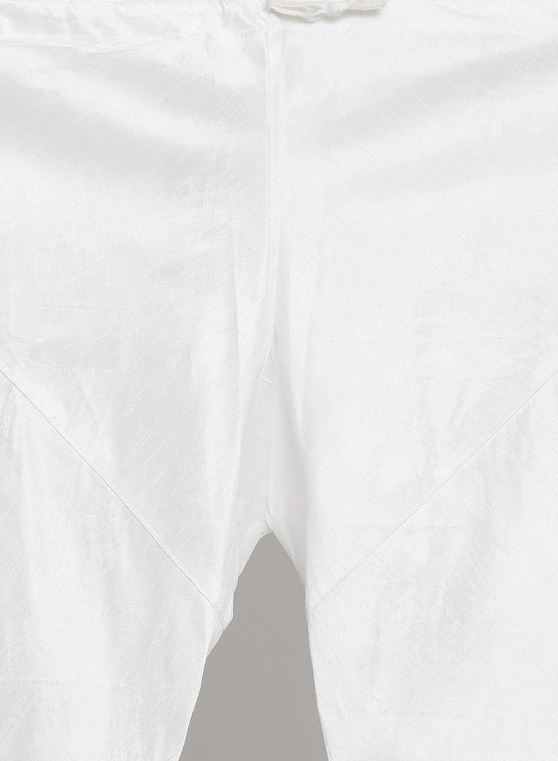 Vastramay Men's White Cotton Silk Blend Kurta, Pink Ethnic Jacket And Pyjama Set 7 Vastramay Men's White Cotton Silk Blend Kurta, Pink Ethnic Jacket And Pyjama Set