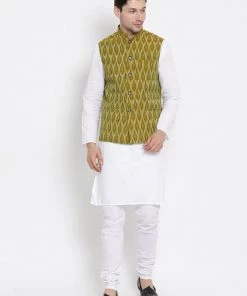 Buy 1 Get 1 VASTRAMAY Men's Green Cotton Ethnic Jacket 12 Buy 1 Get 1 VASTRAMAY Men's Green Cotton Ethnic Jacket