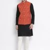 Vastramay Kurta Sets Men's Black Cotton Kurta, Ethnic Jacket And Pyjama Set 1 Vastramay Kurta Sets Men's Black Cotton Kurta, Ethnic Jacket And Pyjama Set