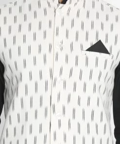 Vastramay Men's Black Cotton Kurta, Ethnic Jacket And Pyjama Set