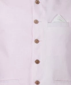 VASTRAMAY Men's Pink Cotton Ethnic Jacket