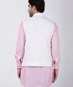 Vastramay Buy 1 Get 1 Men's White Cotton Ethnic Jacket