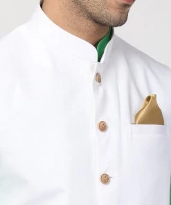 Vastramay Buy 1 Get 1 Men's Green Cotton Blend Ethnic Jacket, Kurta And Dhoti Pant Set