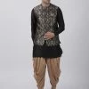 Vastramay Buy 1 Get 1 Men's Black Cotton Silk Blend Ethnic Jacket, Kurta And Dhoti Pant Set