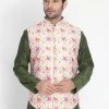 VASTRAMAY Men's Pink Silk Blend Ethnic Jacket Nehru Jacket